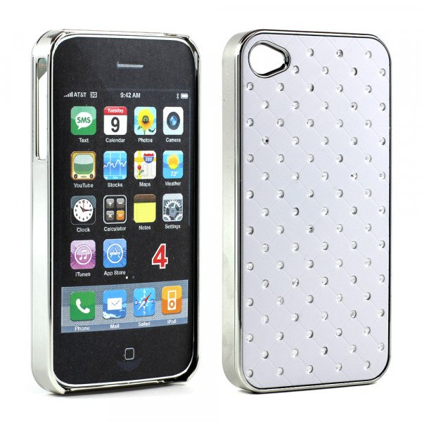 Wholesale iPhone 4 4S  Star Diamond Chrome Case (White)